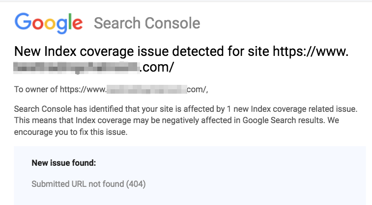 besked om ødelagte links fra google search console